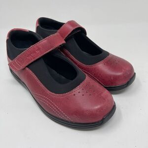 Drew Rose Women's Cushioned Mary Jane Shoes Closed Toe Leather Red 6.5